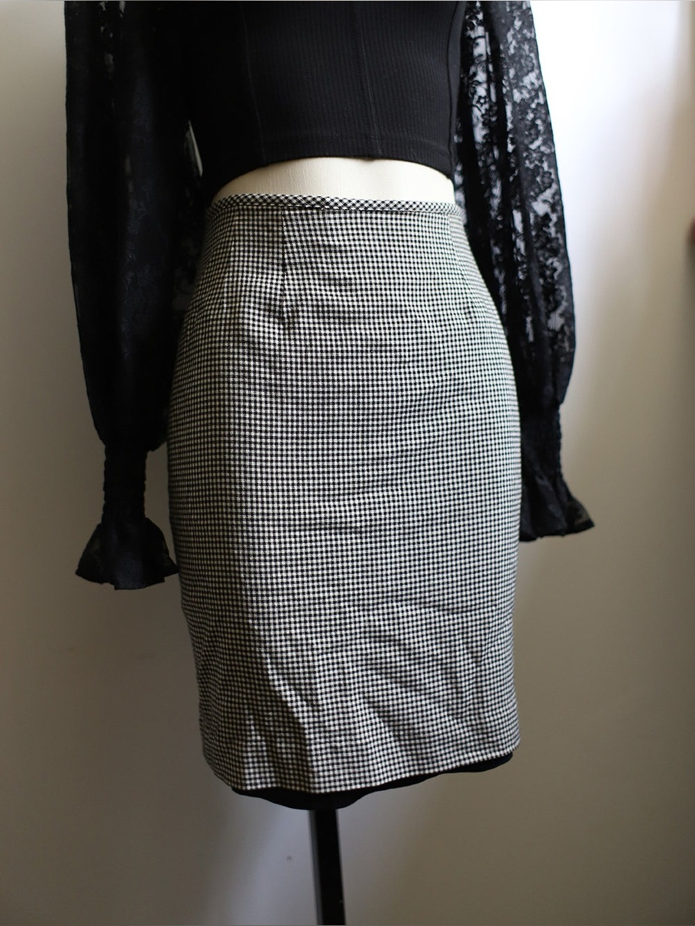 Liz Claiborne Black and White Gingham Pencil Skirt
